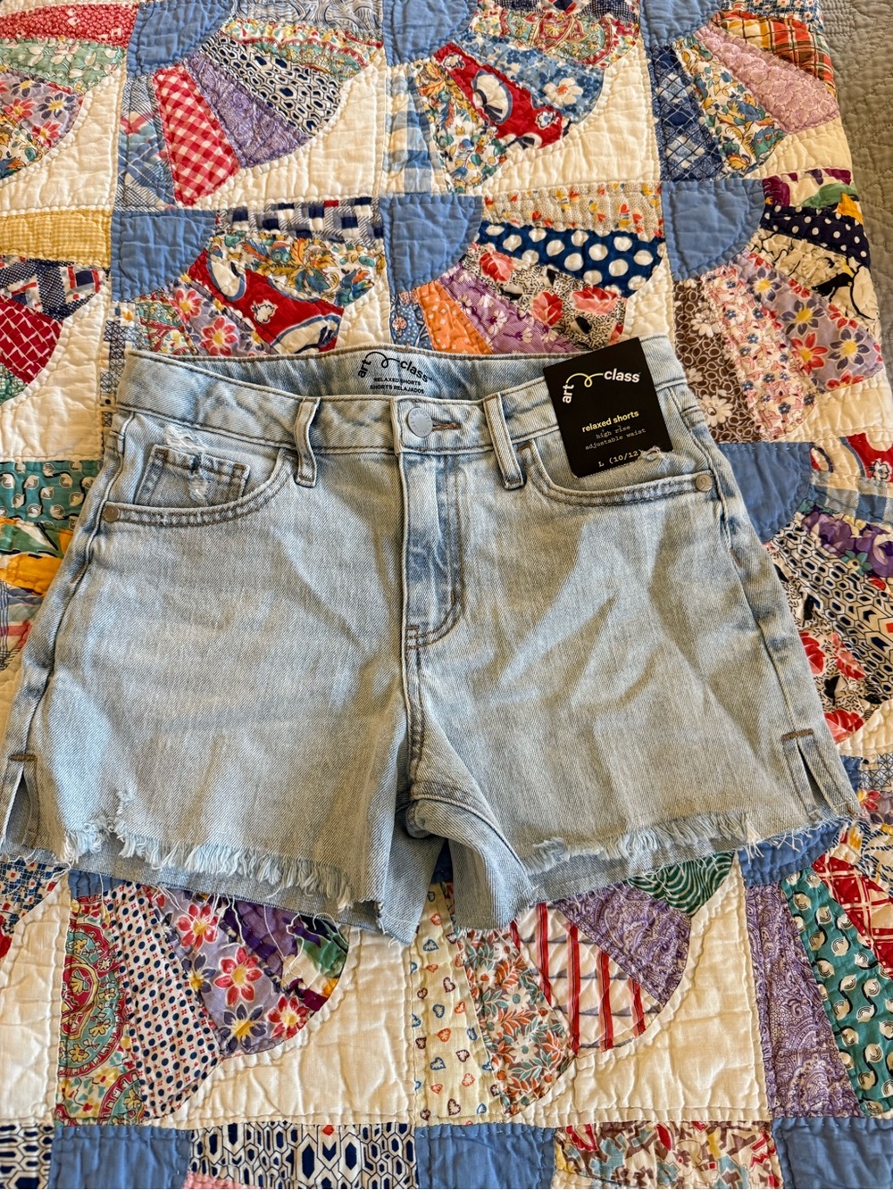 art class Light Wash Denim Shorts with Frayed Hem